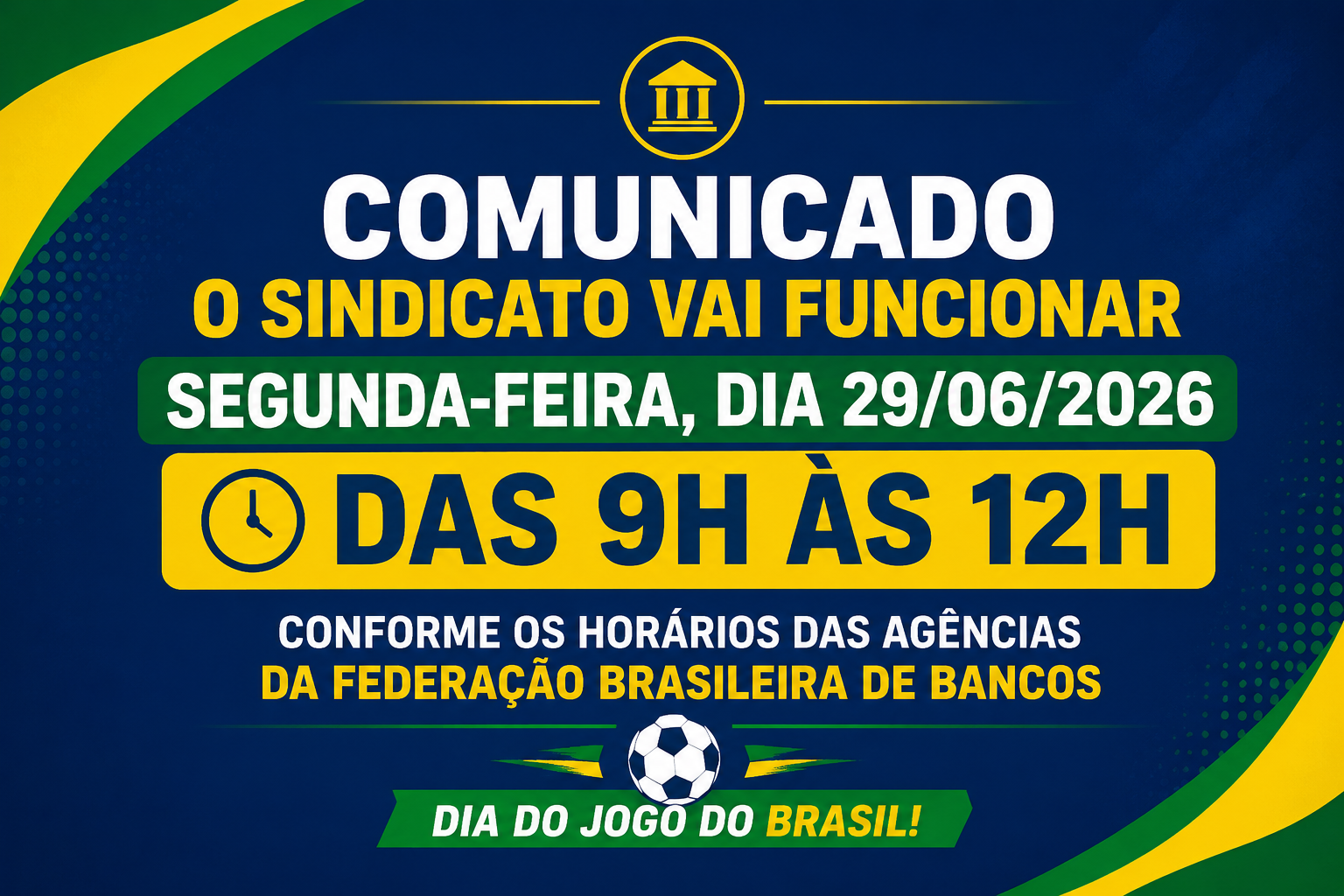 COMUNICADO: FUNCIONAMENTO DO SINDICATO img