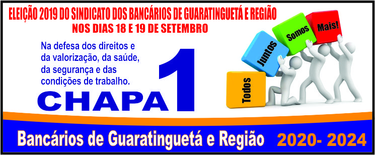 SINDICATO DOS BANCÁRIOS DE GUARATINGUETÁ E REGIÃO: ELEIÇÃO SERÁ NOS DIAS 18 E 19 DE SETEMBRO img